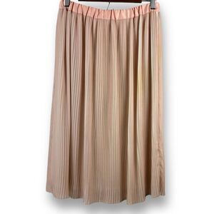 Adiva Women's Size M Midi Skirt Pink Blush Ballet‎ Pleated Front Flowy Lined